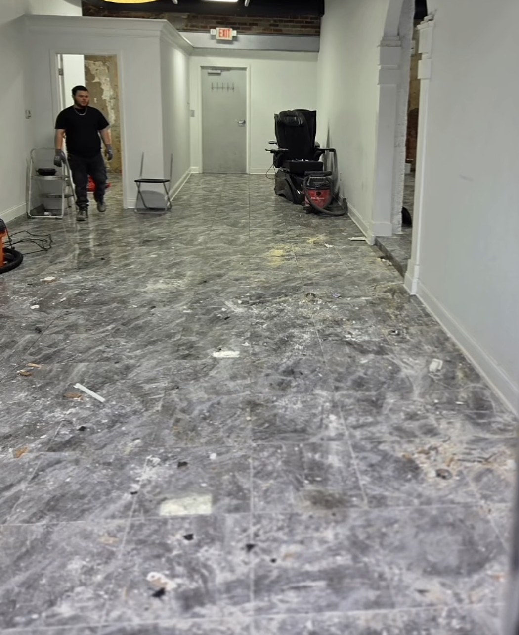 Cleared commercial interior after construction debris removal